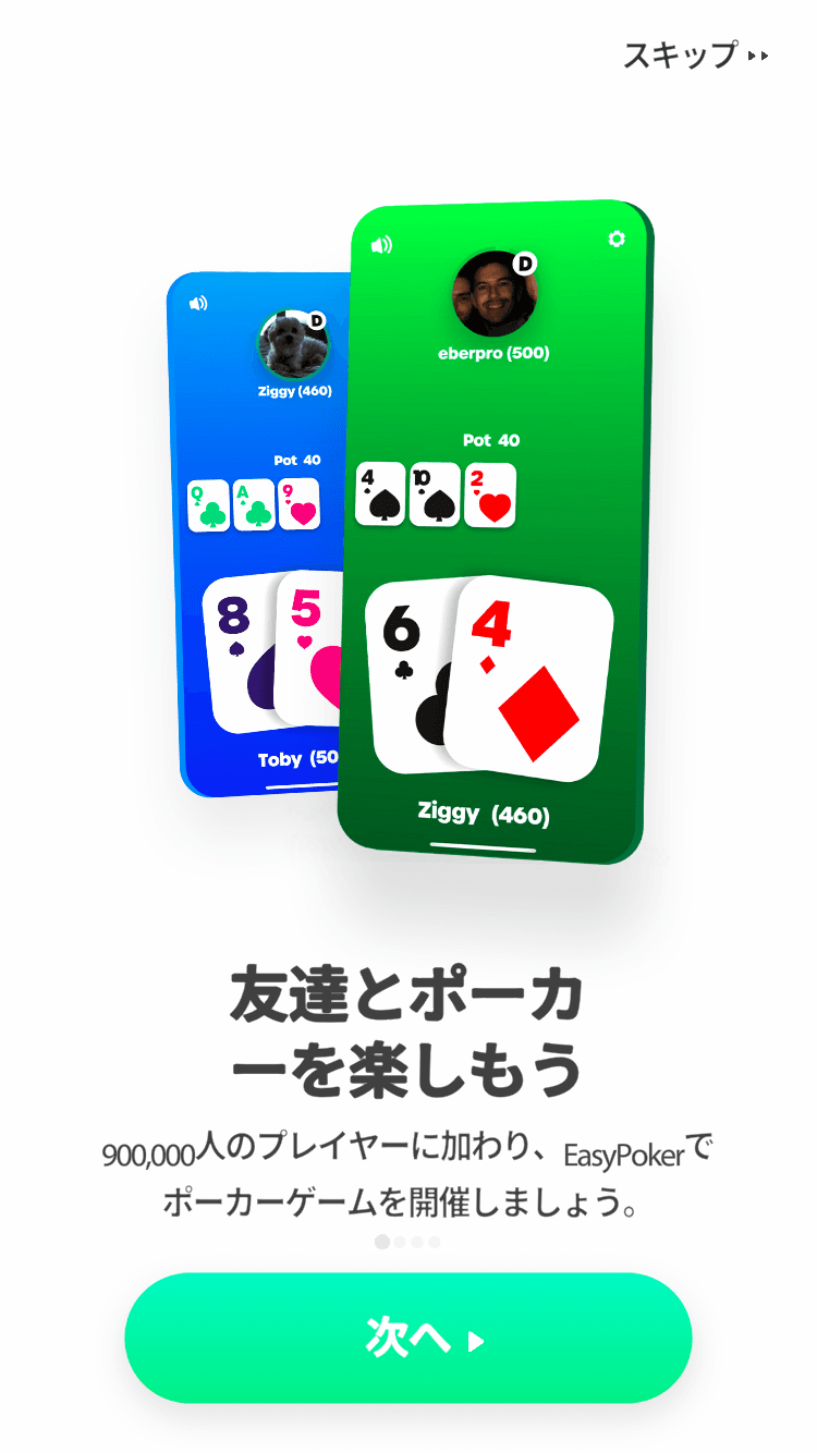 紹介画面をスキップ
